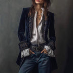 Valentina™ | Velvet Embroidered Blazer Jacket
