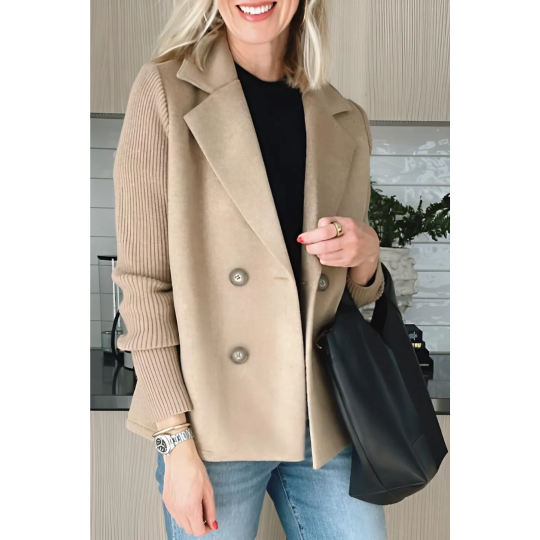 Celeste Stylish Knit-Sleeve Blazer