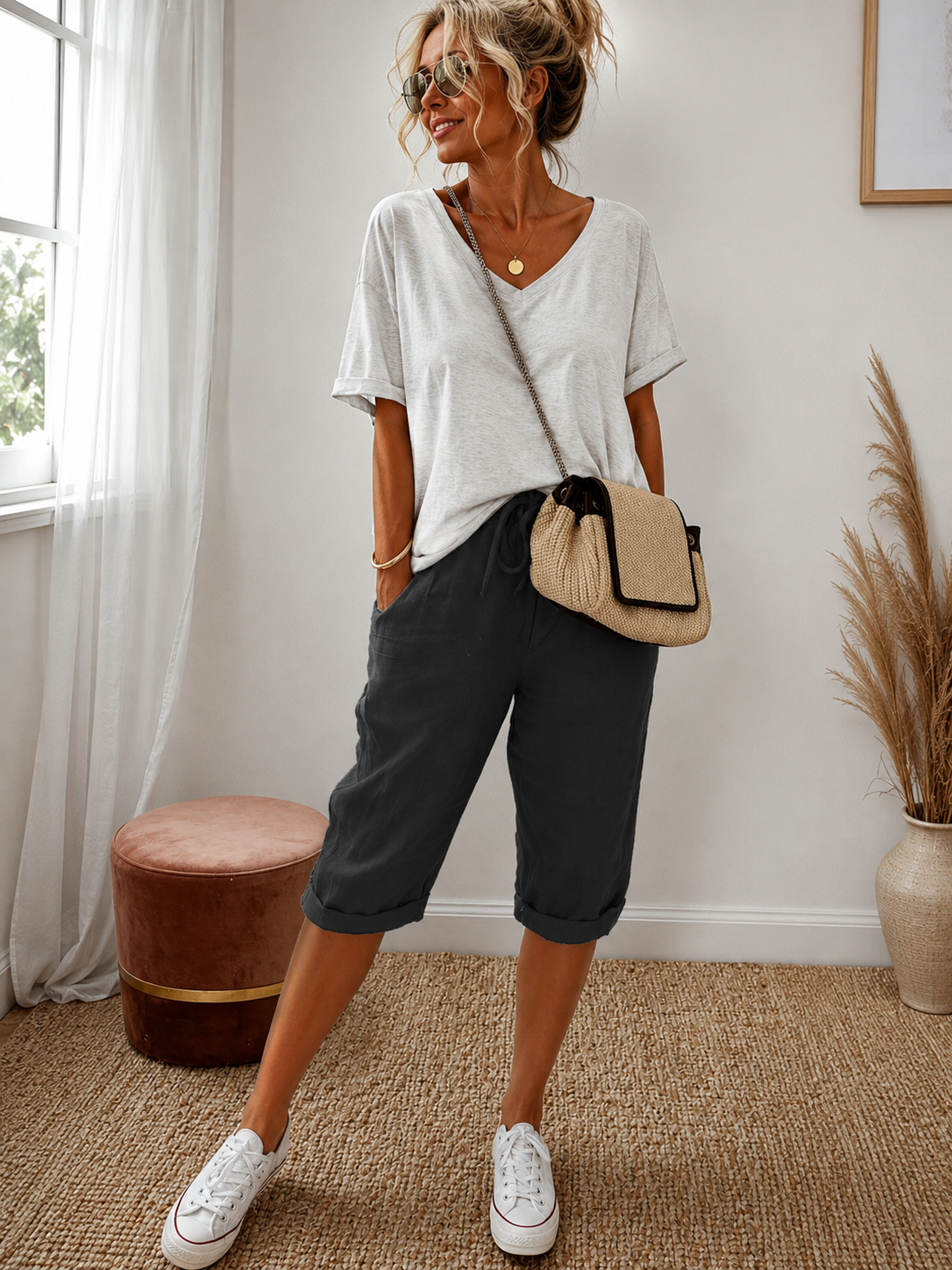 Janet | Linen Full Shorts