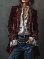 Valentina™ | Velvet Embroidered Blazer Jacket