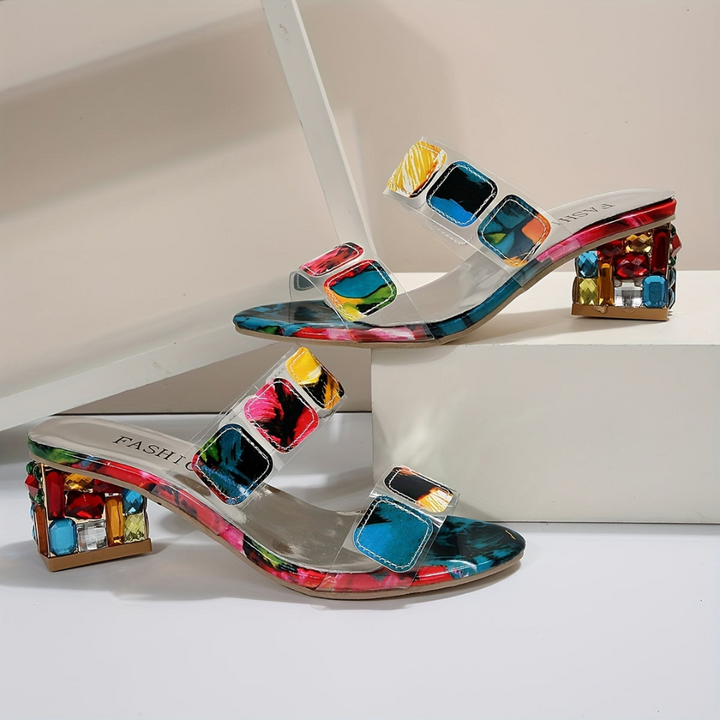 Kristen Colorful Block Heel Sandals