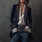 Valentina™ | Velvet Embroidered Blazer Jacket