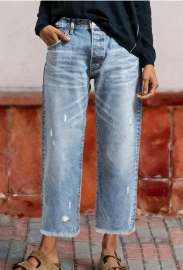 Aberjean™ | Retro Cropped Straight Jeans