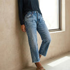 Aberjean™ | Retro Cropped Straight Jeans